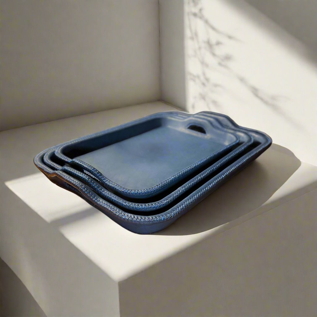 Simetría | Nesting Serving Tray Set (3) w/ Cutout Handles - Nuvé