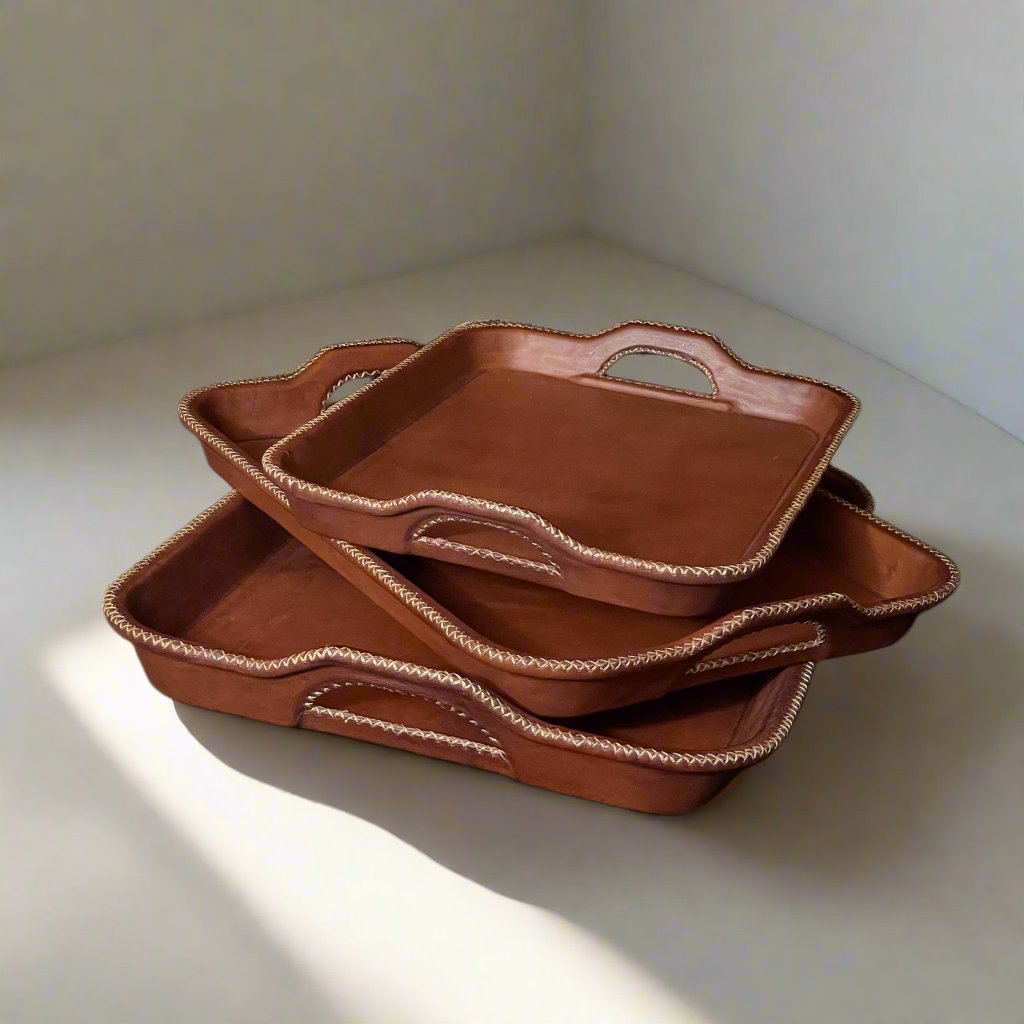 Simetría | Nesting Serving Tray Set (3) w/ Cutout Handles - Nuvé