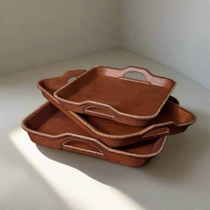 Simetría | Nesting Serving Tray Set (3) w/ Cutout Handles - Nuvé