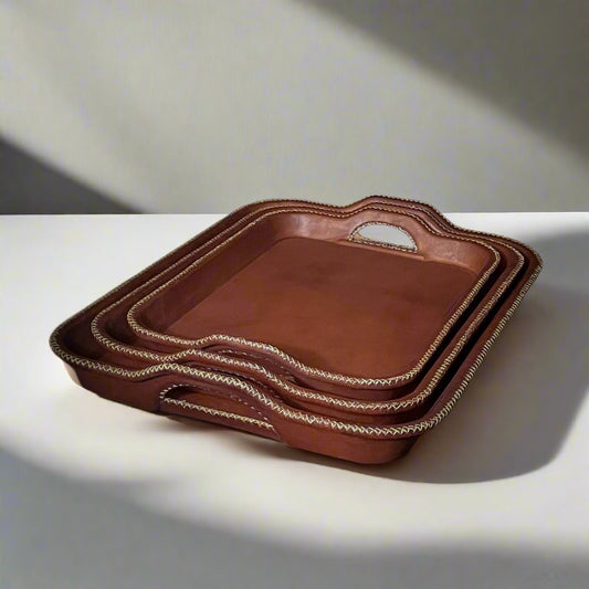 Simetría | Nesting Serving Tray Set (3) w/ Cutout Handles - Nuvé