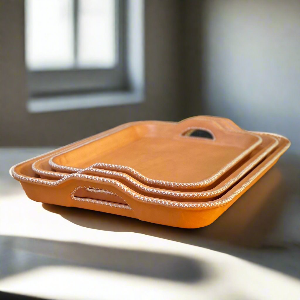 Simetría | Nesting Serving Tray Set (3) w/ Cutout Handles - Nuvé