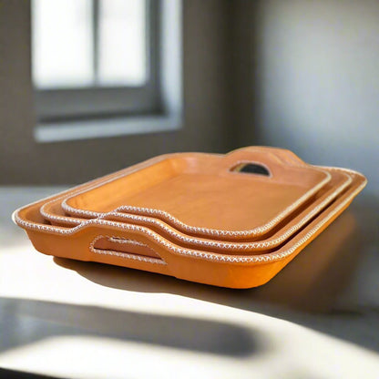 Simetría | Nesting Serving Tray Set (3) w/ Cutout Handles - Nuvé