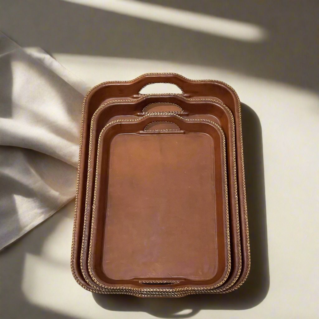 Simetría | Nesting Serving Tray Set (3) w/ Cutout Handles - Nuvé