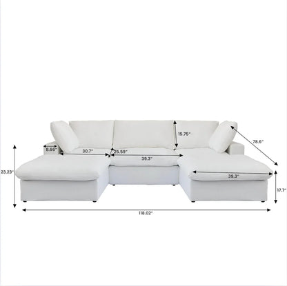 Nuvé® Solace Modular Bouclé Cloud Sofa - Snow White - 3-Seater Sectional Sofa with 2 Ottomans - Nuvé
