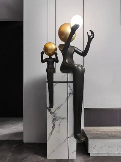 Seated Double Figure Sculpture Floor Lamp - Nuvé
