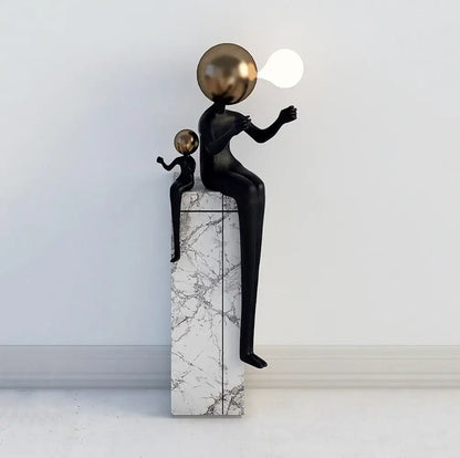 Seated Double Figure Sculpture Floor Lamp - Nuvé