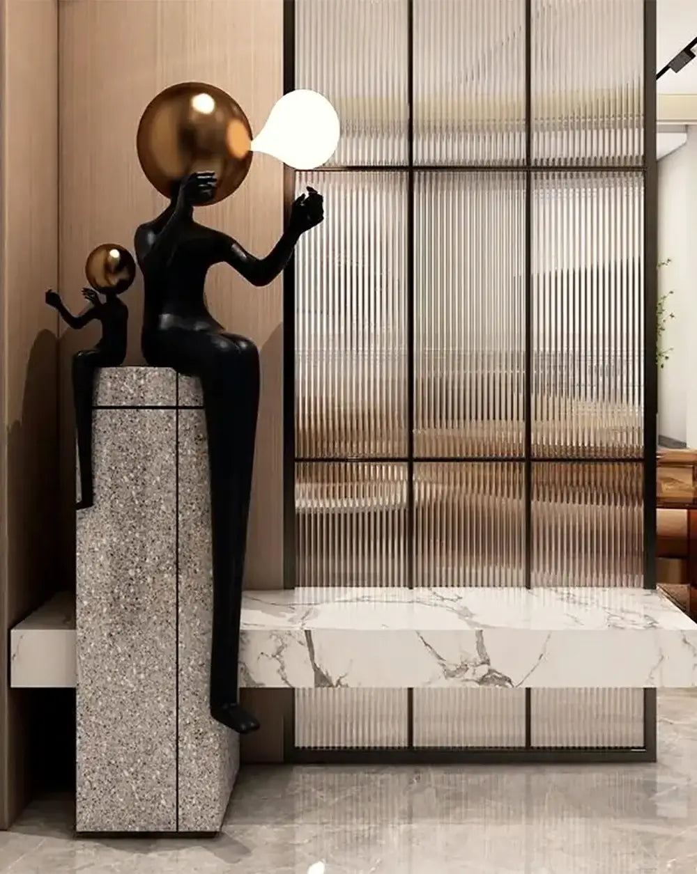 Seated Double Figure Sculpture Floor Lamp - Nuvé
