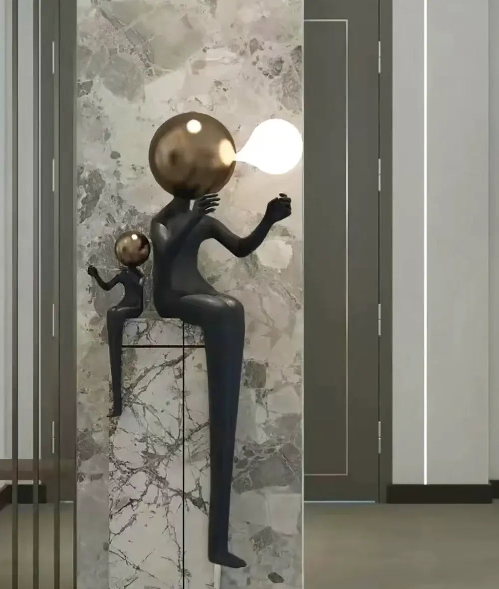 Seated Double Figure Sculpture Floor Lamp - Nuvé