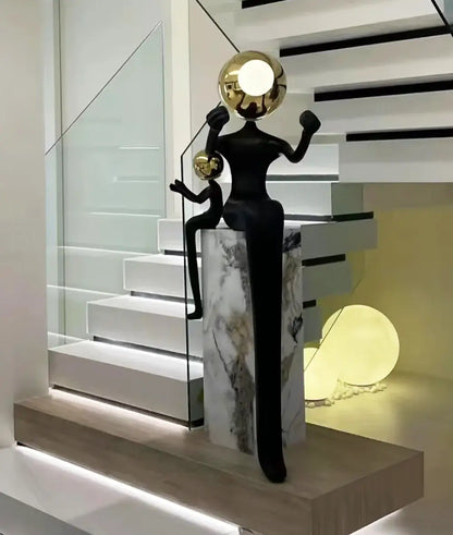 Seated Double Figure Sculpture Floor Lamp - Nuvé