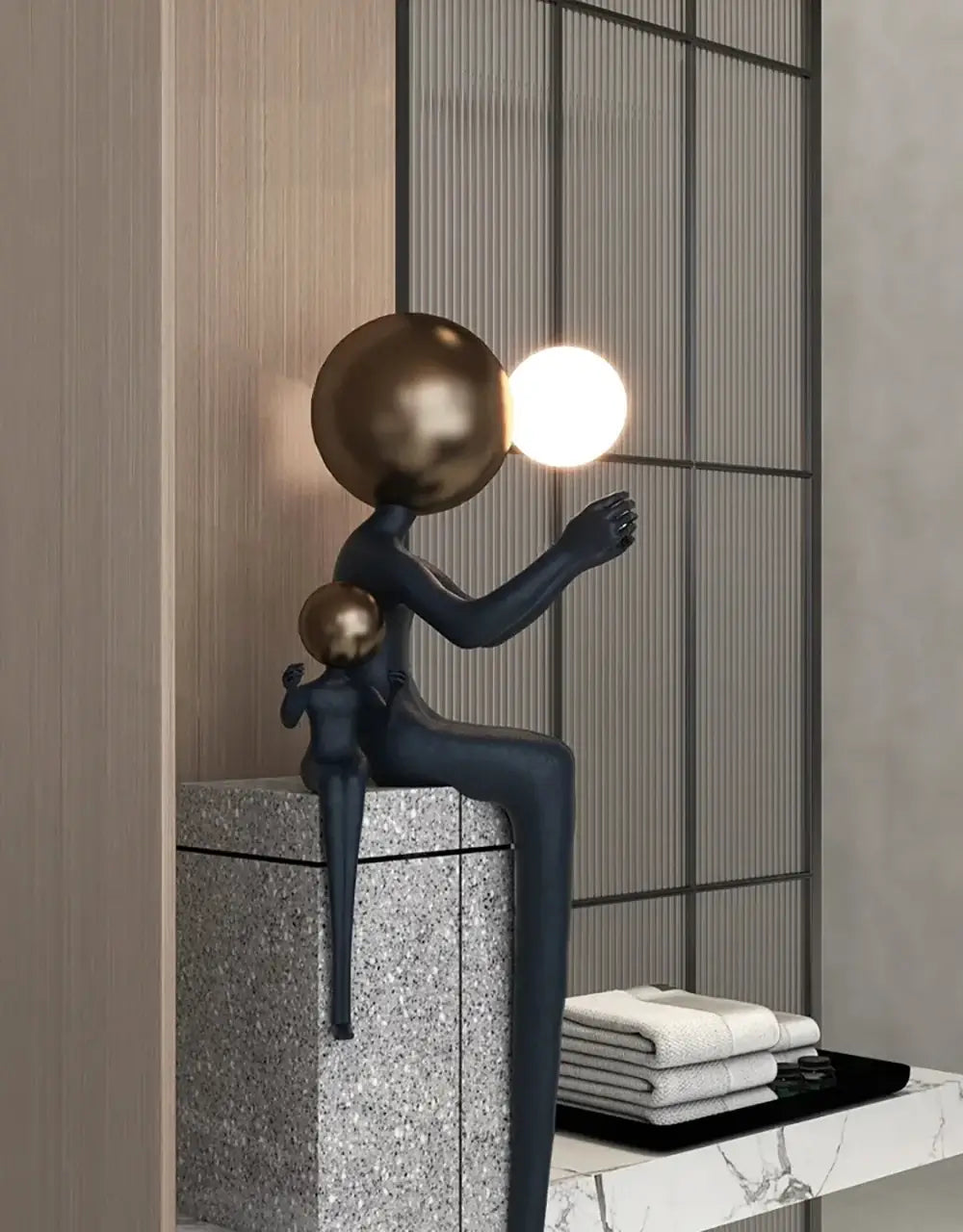 Seated Double Figure Sculpture Floor Lamp - Nuvé