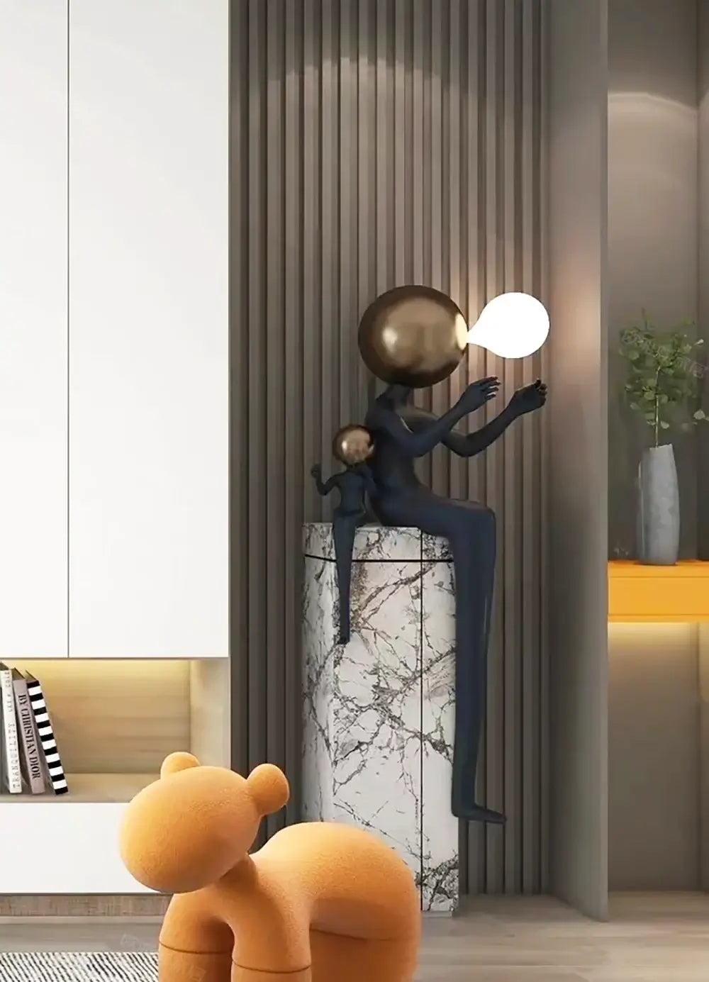 Seated Double Figure Sculpture Floor Lamp - Nuvé