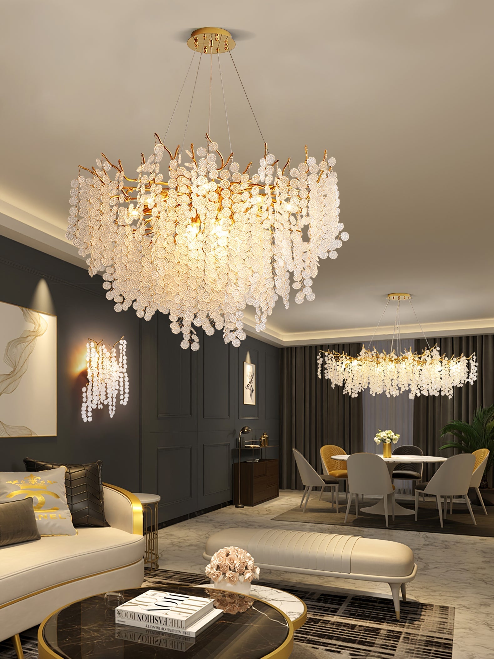 Shiro Noda Glass Coin Chandeliers - Nuvé