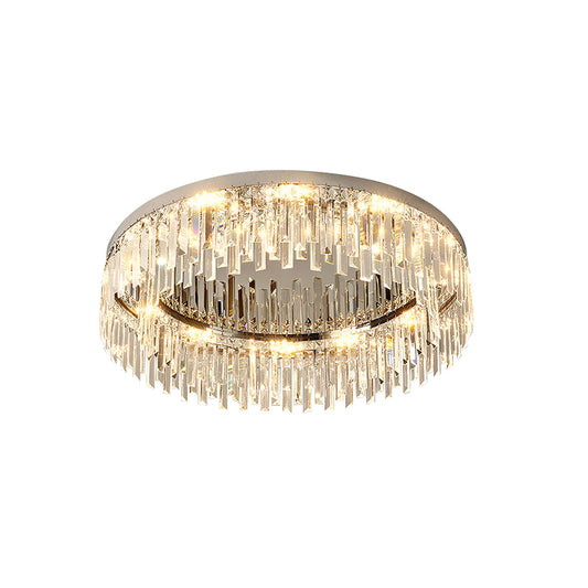 Silver Round Crystal Ceiling Lamp - Nuvé