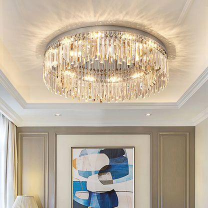 Silver Round Crystal Ceiling Lamp - Nuvé