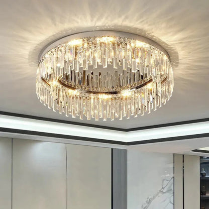 Silver Round Crystal Ceiling Lamp - Nuvé