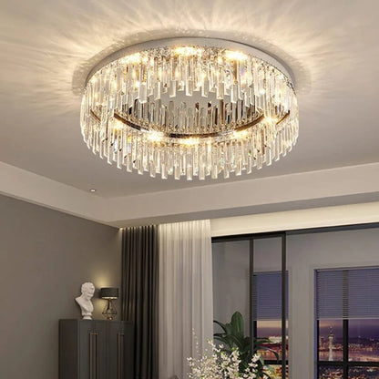 Silver Round Crystal Ceiling Lamp - Nuvé