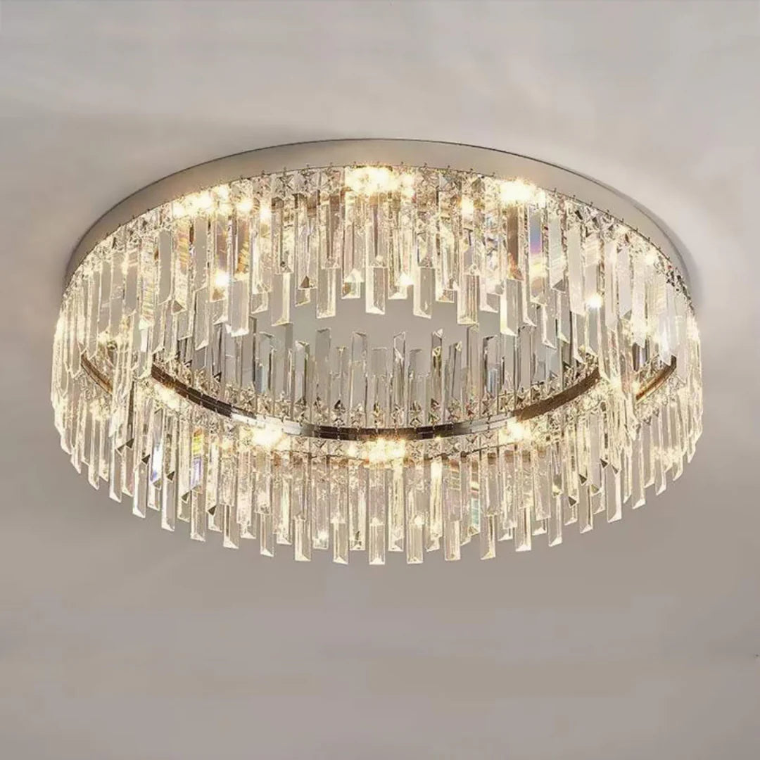 Silver Round Crystal Ceiling Lamp - Nuvé