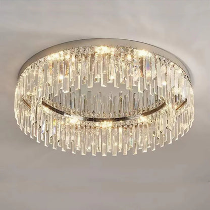 Silver Round Crystal Ceiling Lamp - Nuvé