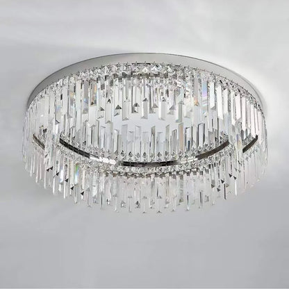 Silver Round Crystal Ceiling Lamp - Nuvé