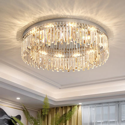 Silver Round Crystal Ceiling Lamp - Nuvé