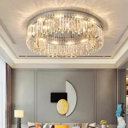 Silver Round Crystal Ceiling Lamp - Nuvé