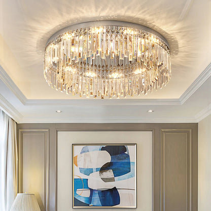 Silver Round Crystal Ceiling Lamp - Nuvé