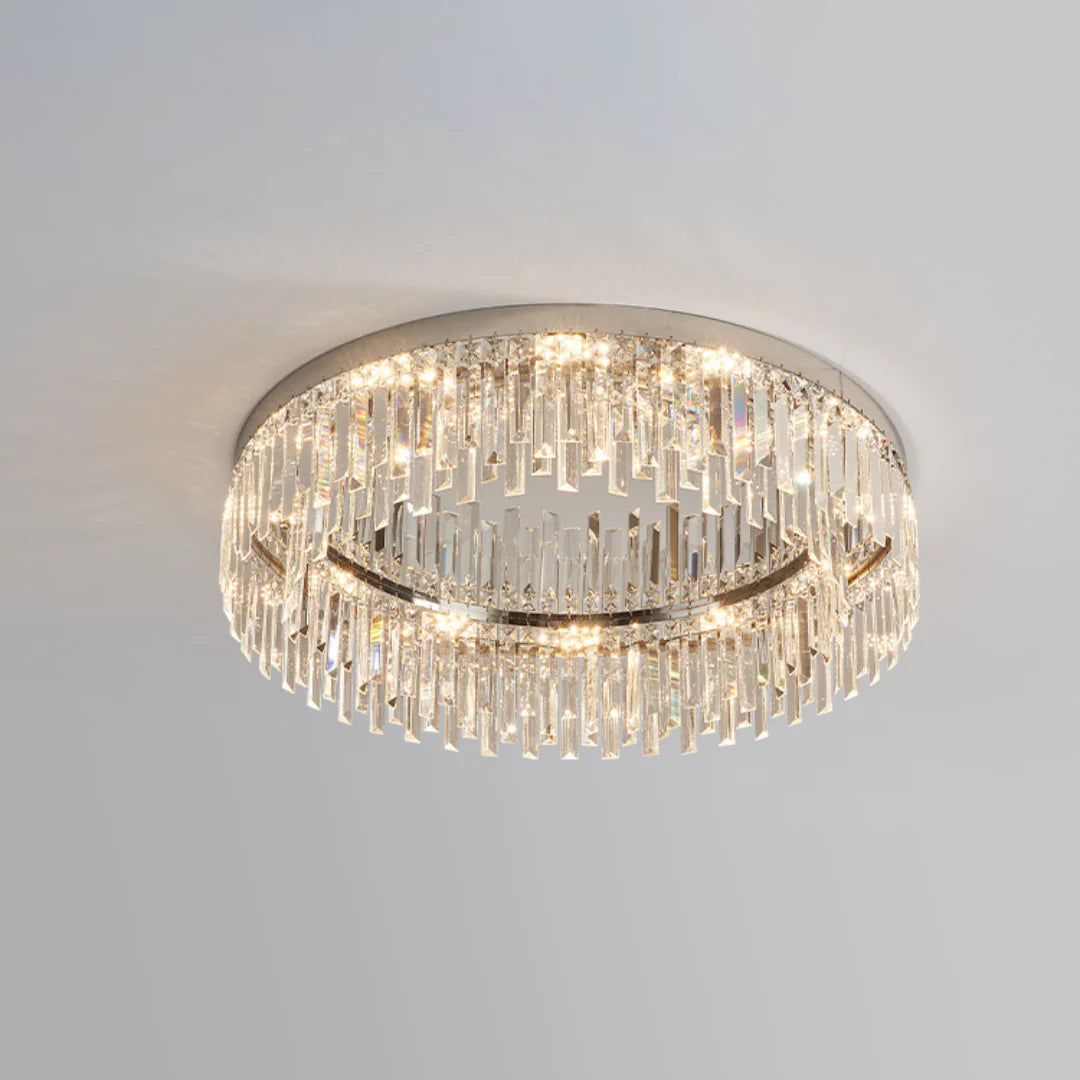 Silver Round Crystal Ceiling Lamp - Nuvé
