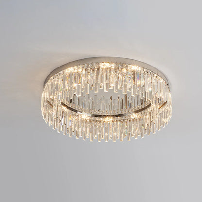 Silver Round Crystal Ceiling Lamp - Nuvé