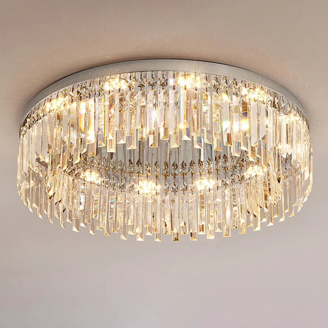 Silver Round Crystal Ceiling Lamp - Nuvé