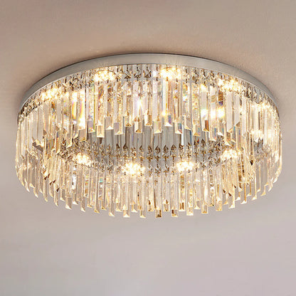 Silver Round Crystal Ceiling Lamp - Nuvé