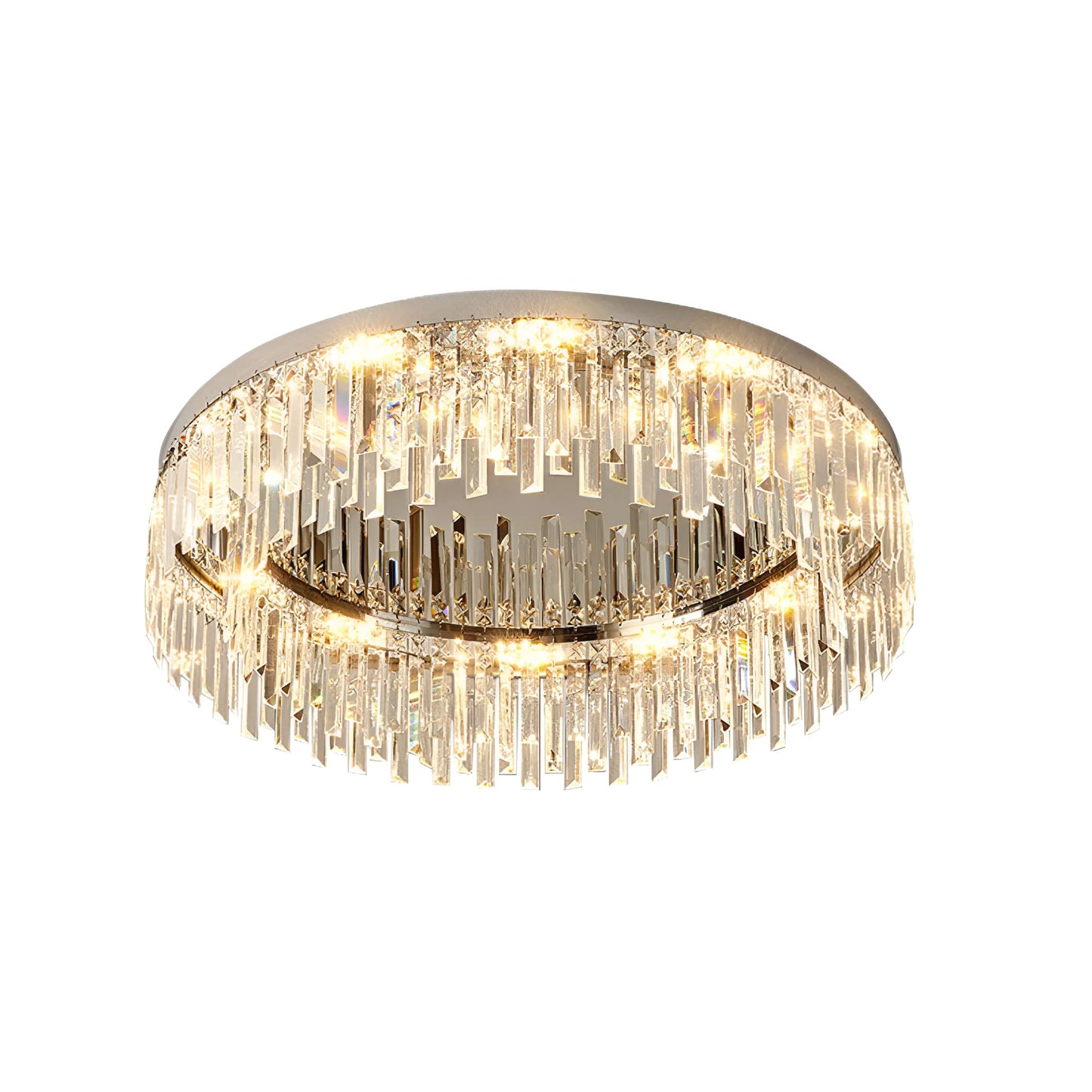 Silver Round Crystal Ceiling Lamp - Nuvé