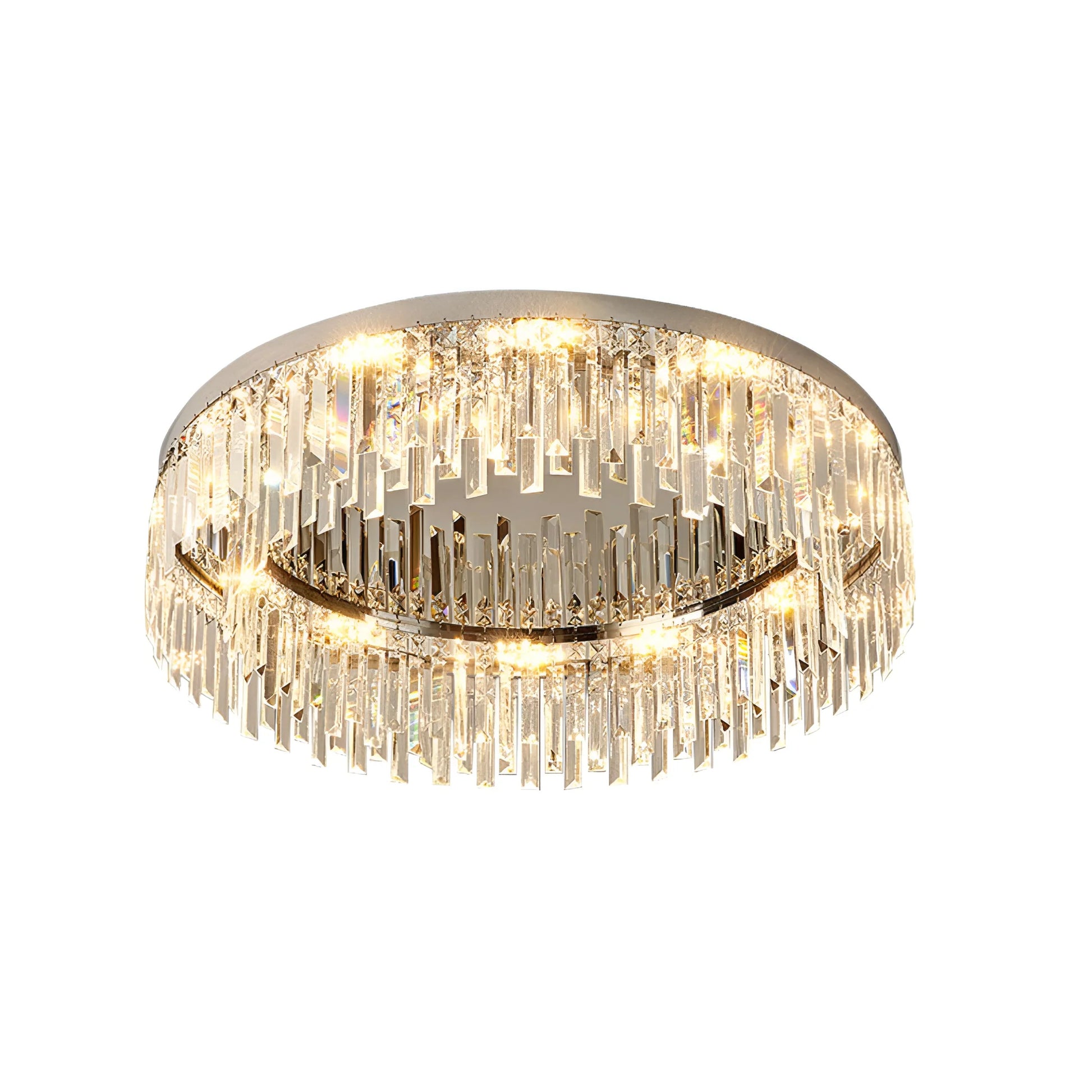 Silver Round Crystal Ceiling Lamp - Nuvé