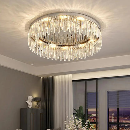 Silver Round Crystal Ceiling Lamp - Nuvé
