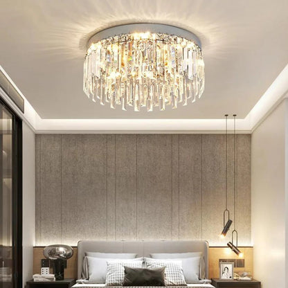 Silver Round Crystal Ceiling Lamp - Nuvé