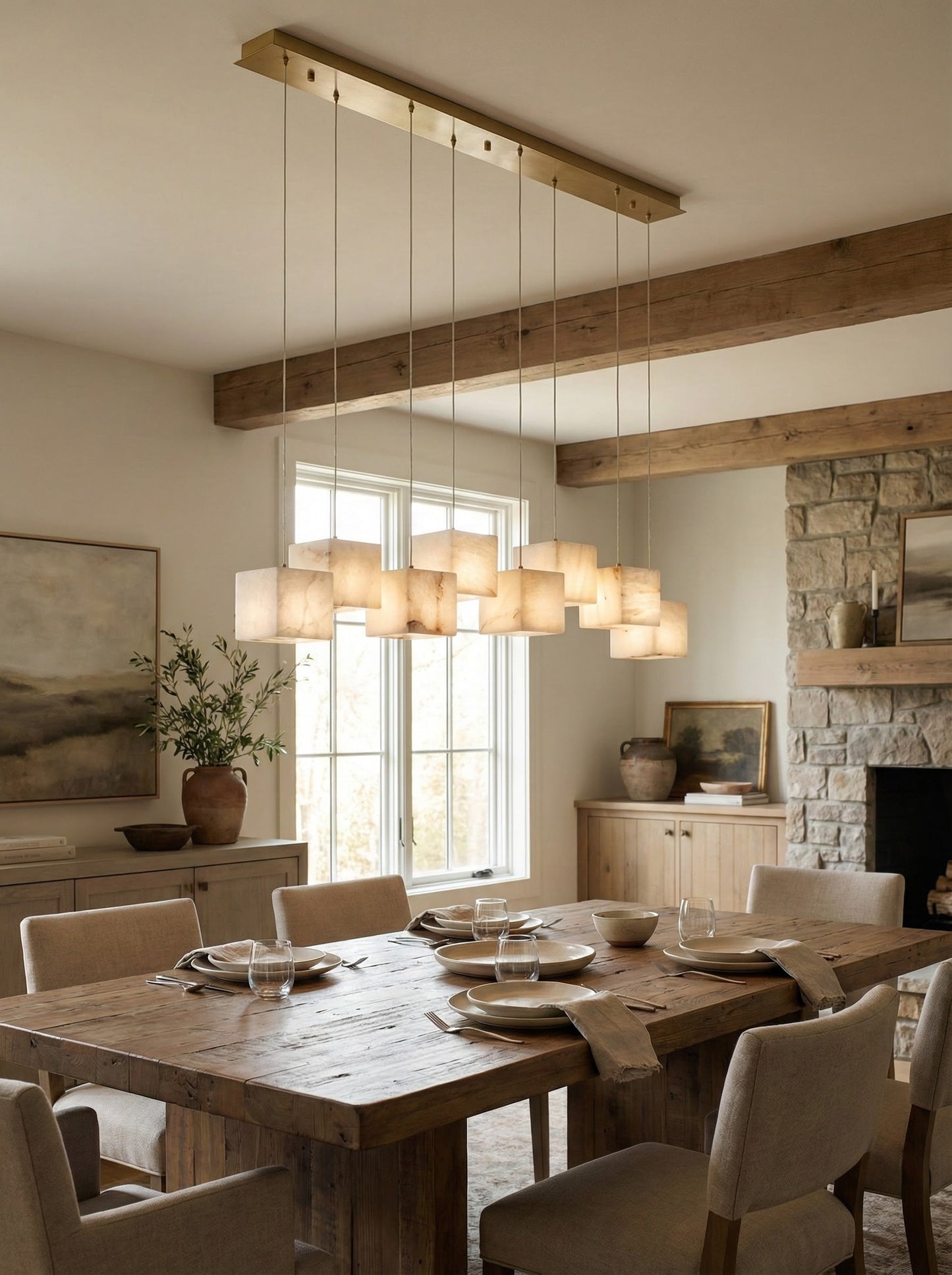 Simple Alabaster Box chandelier - Nuvé