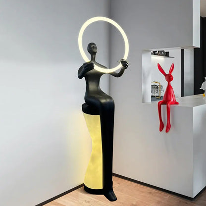 Sitting Man Statue Floor Lamp - Nuvé