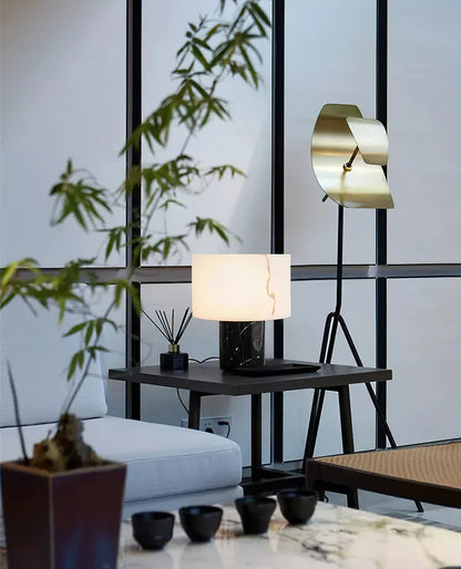Small Solid Alabaster Table Lamp - Nuvé
