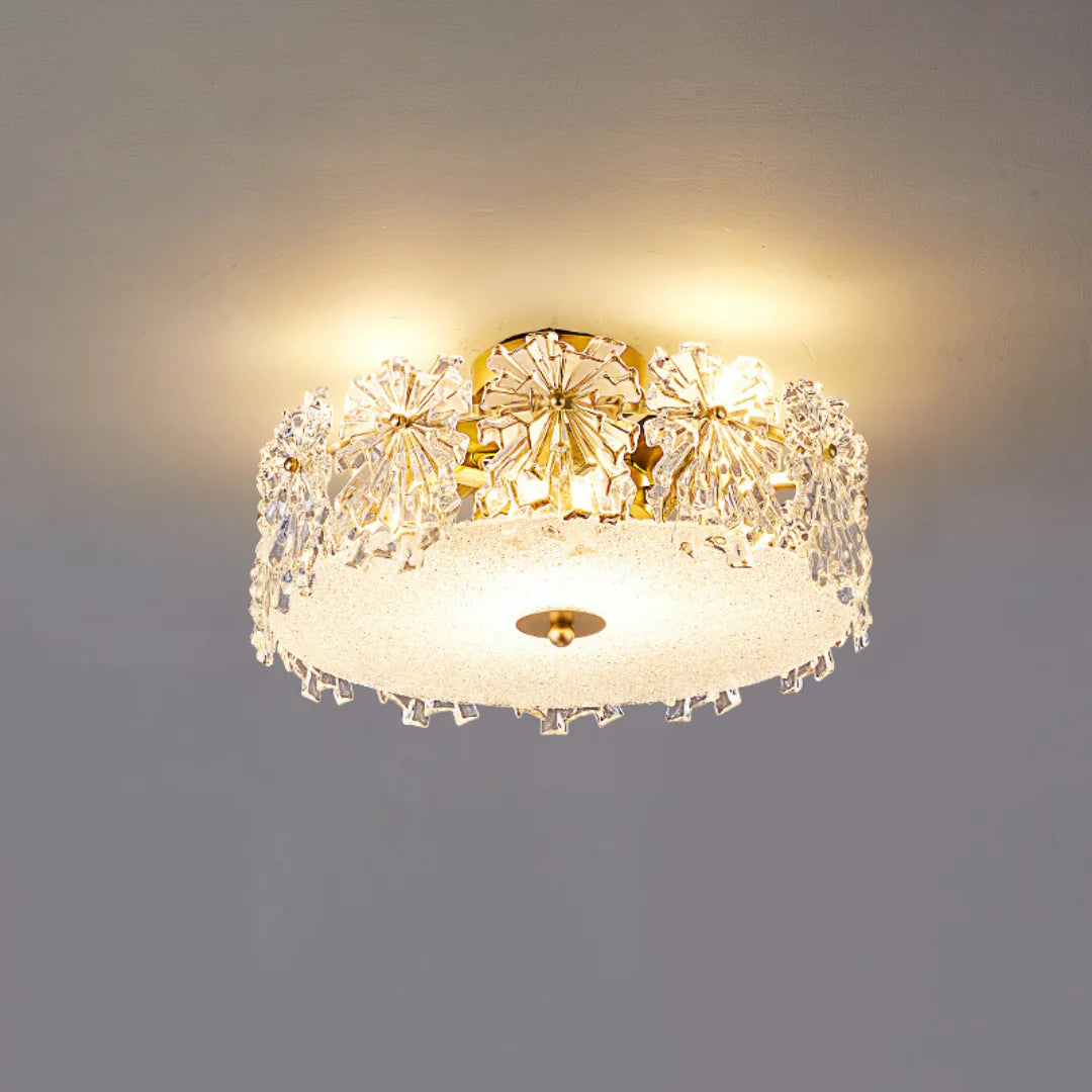 Snowflake Round Glass Ceiling Lamp - Nuvé