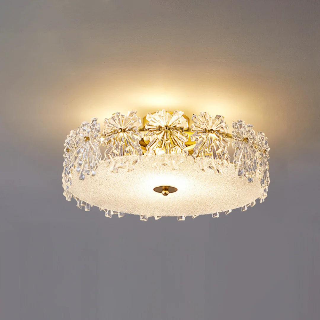Snowflake Round Glass Ceiling Lamp - Nuvé