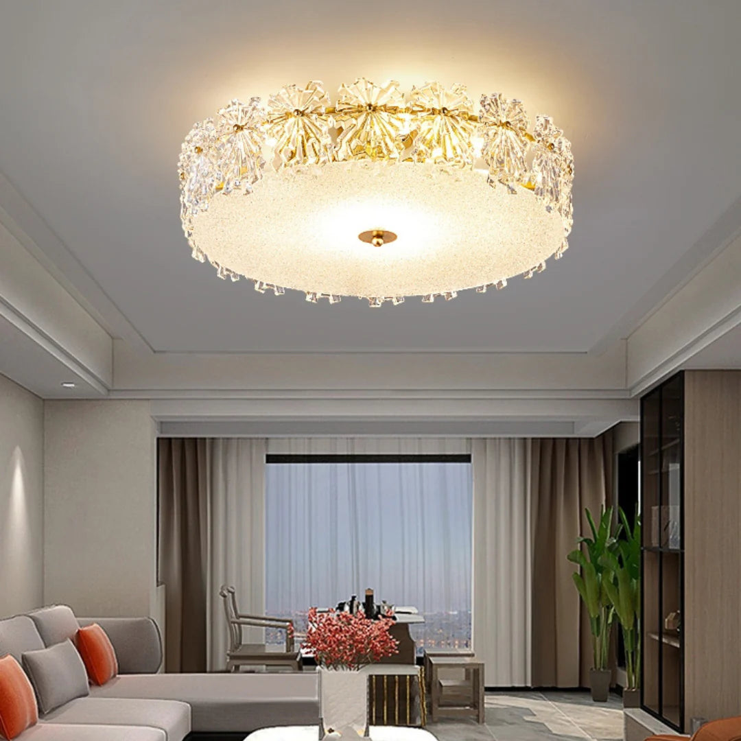 Snowflake Round Glass Ceiling Lamp - Nuvé