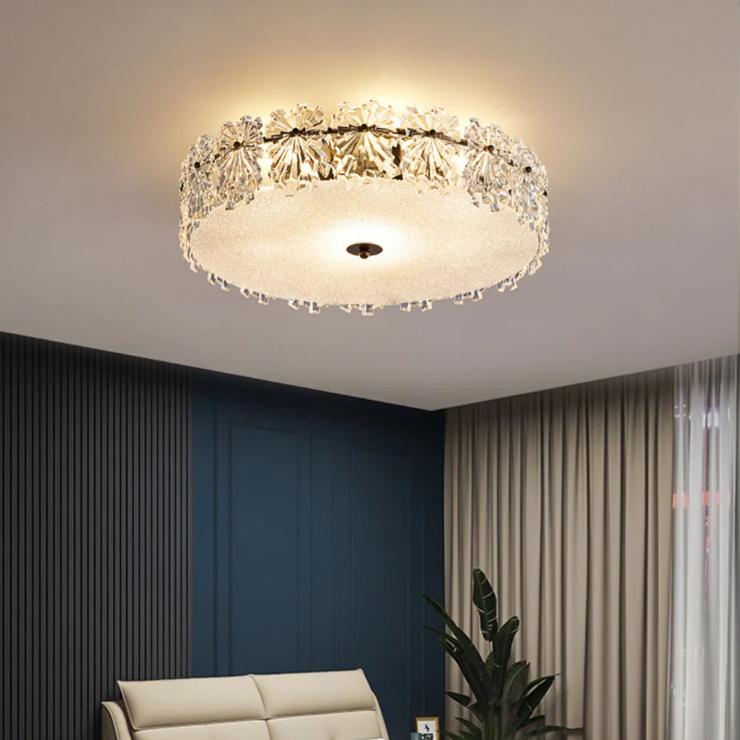 Snowflake Round Glass Ceiling Lamp - Nuvé