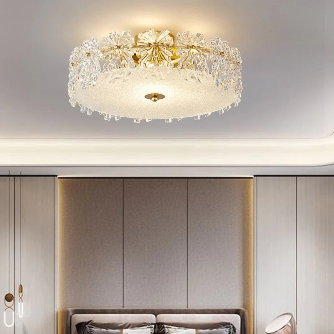 Snowflake Round Glass Ceiling Lamp - Nuvé
