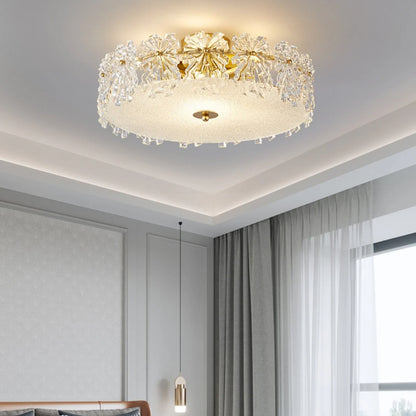 Snowflake Round Glass Ceiling Lamp - Nuvé
