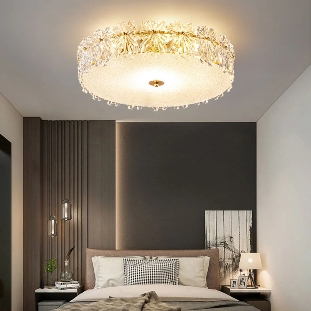Snowflake Round Glass Ceiling Lamp - Nuvé