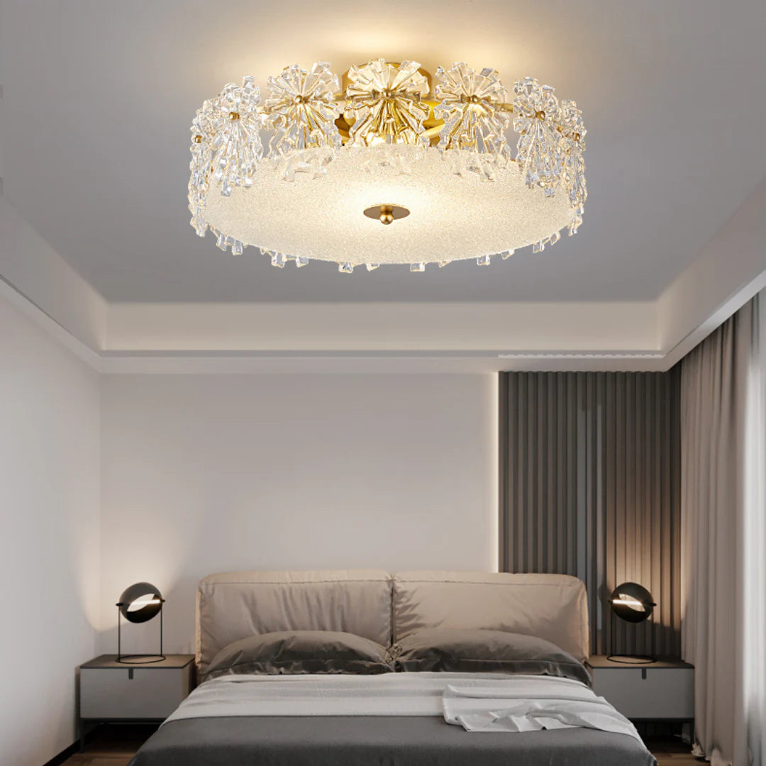 Snowflake Round Glass Ceiling Lamp - Nuvé