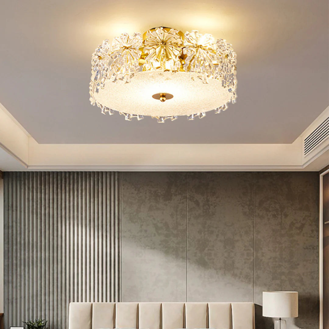 Snowflake Round Glass Ceiling Lamp - Nuvé