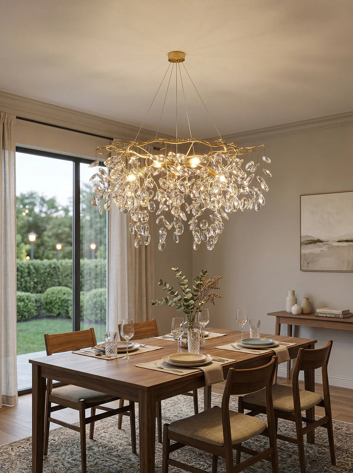Elegant Sofia Crystal Chandelier by korewolamp featuring sparkling crystal strands and a stylish design for luxurious lighting.