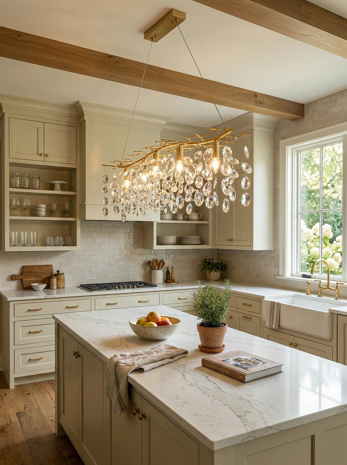 Elegant Sofia Crystal Chandelier by korewolamp with shimmering crystal accents and intricate metal framework.