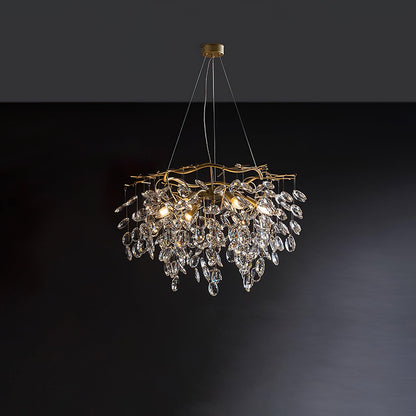 Korewolamp Sofia Crystal Chandelier with hanging crystal prisms and elegant metal frame, decorative lighting fixture.