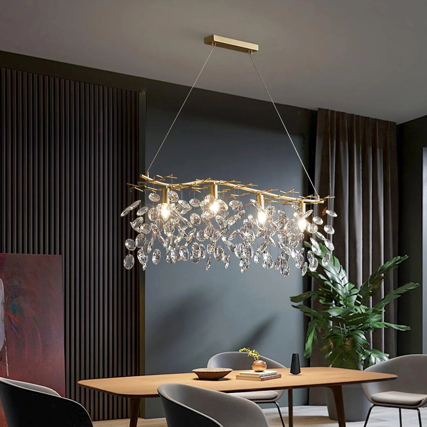 Korewolamp Sofia Crystal Chandelier with multiple hanging crystal prisms and elegant design, perfect for luxurious interior lighting.